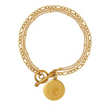 Pulsera Baño Oro 18k Triple Diseño Disco Reina