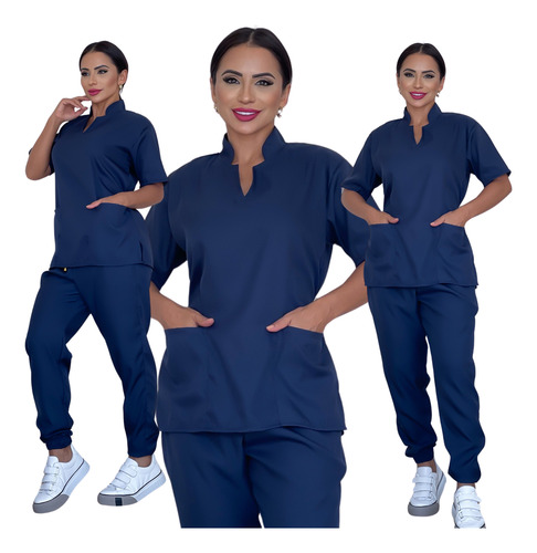 Pijama Cirúrgico Hospitalar Feminino Jogger Scrubs Gabardine