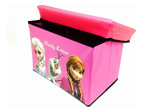 Caja De Almacenamiento Plegable Y Taburete Frozen (rosa Inte