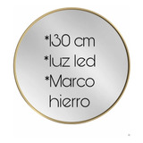 Espejo Redondo Herreria Marco Oro 130cm Luz Led Unico Moda