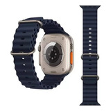 Pulseira Oceano Ondulada Smartwatch S8 Ultra 49mm Cor Azul