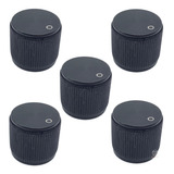 5 Knob Aluminio Guitarra Baixo Preto 18mm Marcacao Bolinha