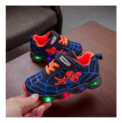 Zapatos Deportivos Transpirables Spider-man Con Luz Led