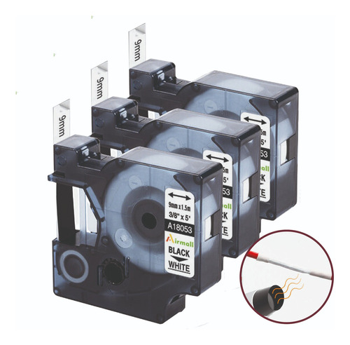 Pack3 Cinta Dymo Termoencogible 18053 9mmx1.5m