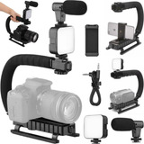 Suporte Steadicam Para Camera Celular Com Luz Led Microfone