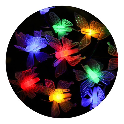 Guirnalda Mariposas Led Rgb Transparente 5 Mts 220v 28 Luces