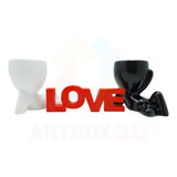 Kit 2 Vasos Decorativo Para Suculentas Boneco Deitado Love