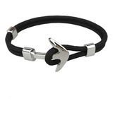 Pulsera De Soga - Dije Acero Ancla Náutica - C Black