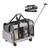 Bolsa Transporte Pet Luxo Com Rodinhas Dupla Cães Gatos