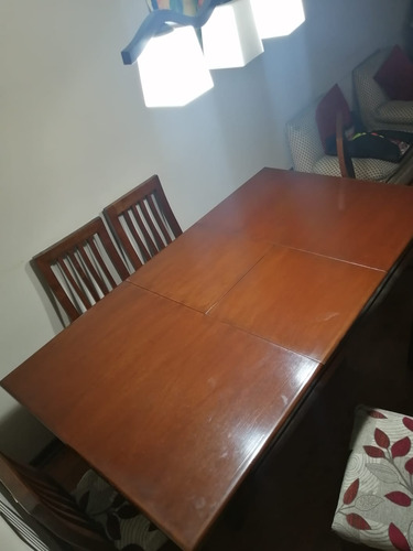 Comedor Fino De Madera 6 Sillas Rectangular. Se Abre Mesa Pa