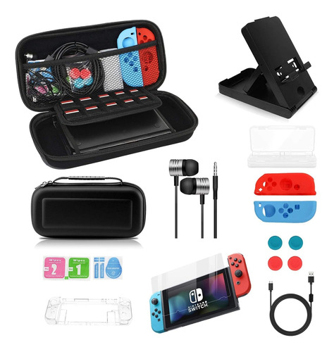 Estuche Funda Vidrio Y Accesorios Protección Nintendo Switch