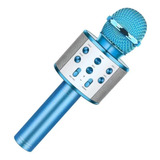 Micrófono Karaoke Bluetooth Portátil Parlante Niños Color Azul