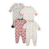 Ropa Para Bebe Pack De 4 Pijamas Para Niña Talla 6-9 Meses