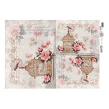 Papel Decoupage Opapel 30x45cm 2525 - Gaiola Vintage Opa