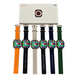 Relógio Inteligente Smartwatch W68+ Ultra Max C Gps Caixa Prateado Pulseira Verde-escuro Bisel Prateado Desenho Da Pulseira Oceano