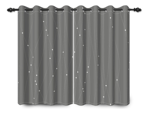 Cortinas Opacas De Color Gris Claro Con Línea De Onda Larga