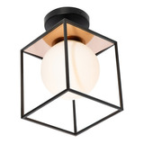 Lámpara De Techo Moderna Cubo Negro Mate Oro 40w E27 1 Luz