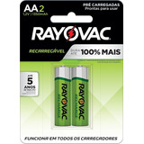 02 Pilhas Aa Recarregáveis 1350mah Rayovac 1 Cart C/ 2 Unid