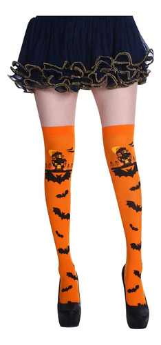 Panty Medias Bucaneras Disfraz Murcielados Naranja Halloween