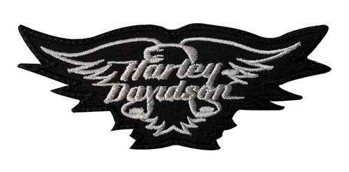 Harley Davidson, Alas Y Texto Parche Bordado. Parches Motos