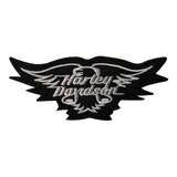 Harley Davidson, Alas Y Texto Parche Bordado. Parches Motos