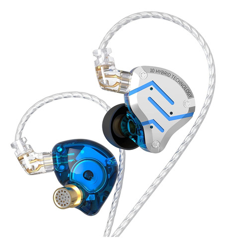 Audifonos Kz, Cable Abatible, Controlador Múltiple, Azul Met