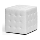 Baxton Studio Siskal Modern Cube Ottoman, Blanco, Juego De 2