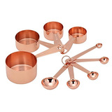 El Cobre De Las Tazas Y Cucharas Conjunto 9pc Por Steelware 