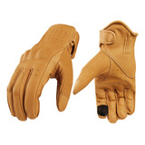 Guantes Para Moto De Cuero, Cafe Claro  Estilo Vintage Retro