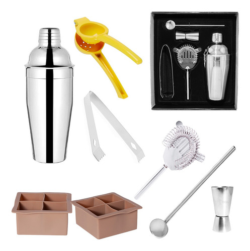 Set De Cocteleria Kit Bartender Exprimidor Y Cubeteras