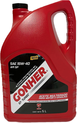 Aceite Motor 15w40 Multigrado Gt Turbo 5 Lts Gonher