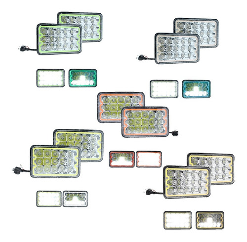 Par Faros Unidad Cuadrada Rectangular Arillo Led 4x6 4