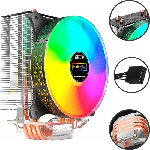 Air Cooler Cpu Processador Intel Amd Universal Rgb Tdp 150w