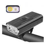 Farol Lanterna De Bike 2 Luzes Led Alumínio Power Bank