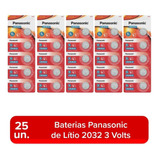 Bateria 2032 Botão Cr3032 Moeda Redonda Panasonic Kit Com 25