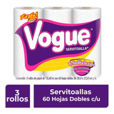 Toallas De Papel Vogue 3 Rollos Con 60 Hojas