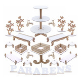 Kit Decoração De Festa Mdf Provençal Branco - 928-lp03