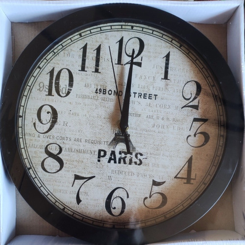Reloj Pared Deco Vintage 30 Cm Diá. Torre Eiffel Paris 49 #