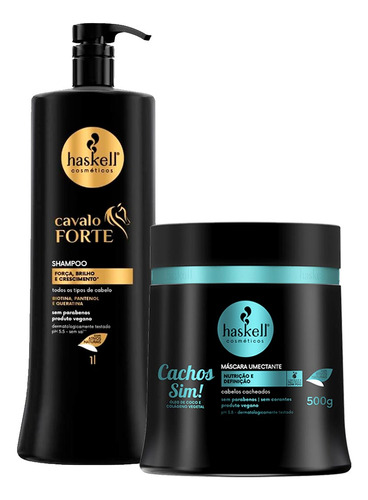 Kit Shampoo Haskell Cavalo Forte 1l +máscara Cachos Sim 500g