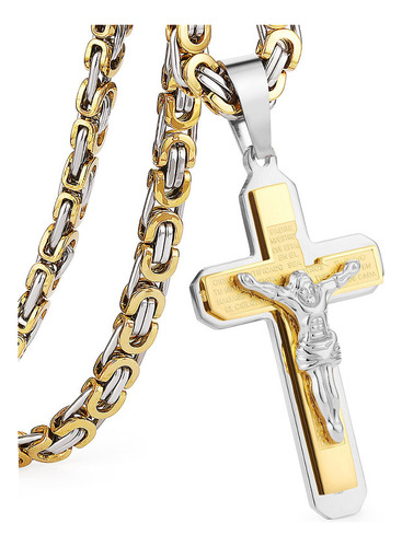 Collar De Cadena Bizantina Con Crucifijo De La Biblia En Esp