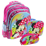 Kit X3 Maleta Morral Minnie Mouse +lonchera Cartuchera Grand