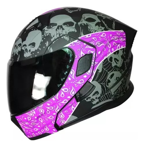 Casco Abatible Doble Mica Certificado Ece-22.06 Catrina Rosa