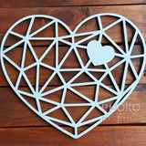 Cuadro Artesanal Corazón Geométrico | 3d | Decorativo En Mdf