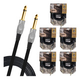 Kit 5 Cabos P10 Mono Blindado Banhado Ouro Mxt Pro 3 Metros