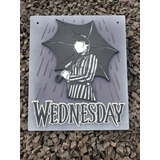 Placa Wandinha Wednesday Addams Em Camadas Mdf 59cm