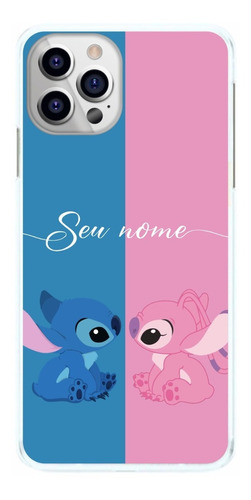 Capinha Stitch Azul E Rosa Casal Com Nomes Capa