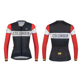 Jersey Ciclismo M/l Mujer Gw Colombia Endurance Negro Rojo