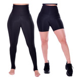 Kit Bermuda E Calça Legging Modeladora Em Suplex Academia 