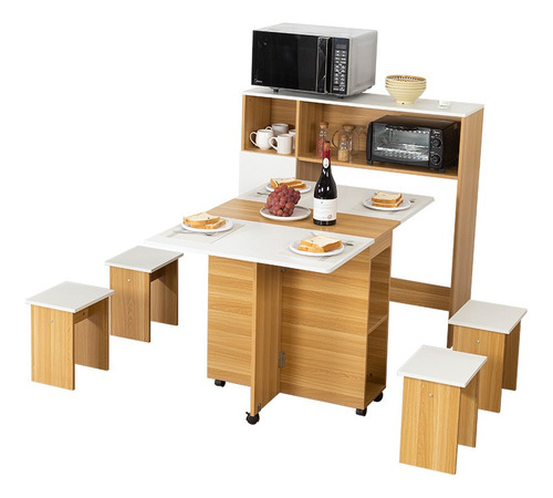 Comedor Plegable + 4 Pisos + Mueble Organizador