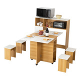 Comedor Plegable + 4 Pisos + Mueble Organizador